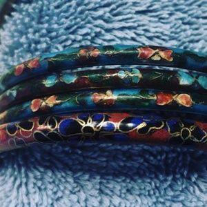 Vintage Cloisonné Bangle Set